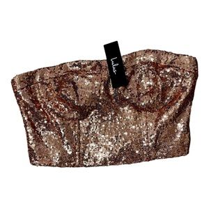 LuLus Rosegold Sequins Strapless Top Size Medium NWT